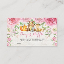 Gir Woodland Rosa Blommigt Baby Diaper Raffle Bilj Tilläggskort