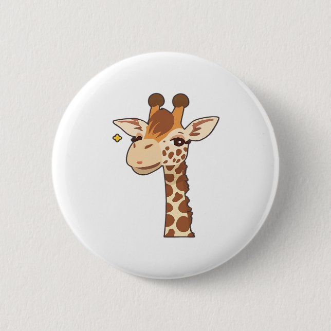 Giraaffe Grundläggande T-Shirt Knapp (Framsida)