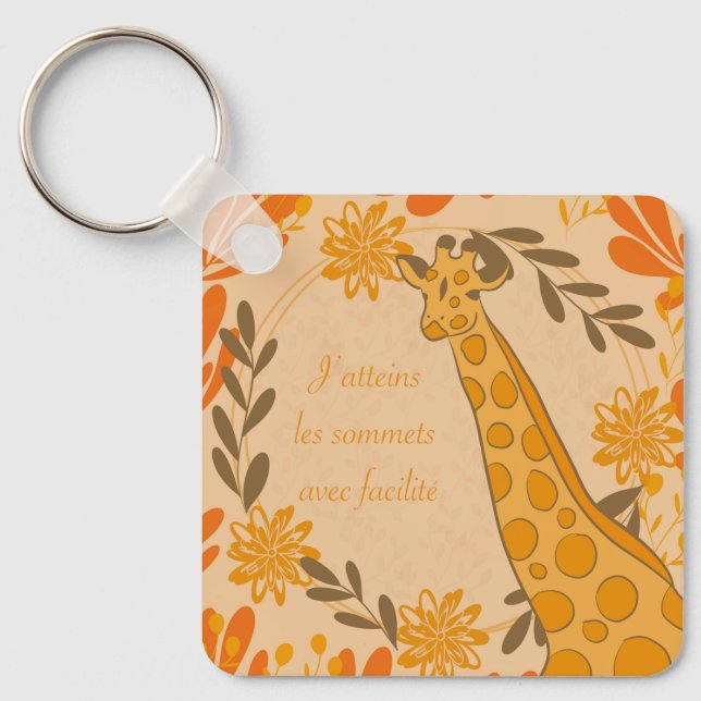 girafe,animal totem,chakra,affirmation positive nyckelring (Framsida)