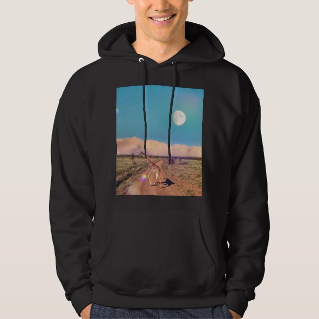 Girafe in Serengeti - Stigning Måne Hoodie (Framsida)