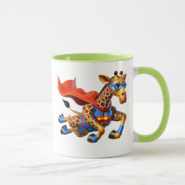 Girafe volante avec cape rouge. mugg