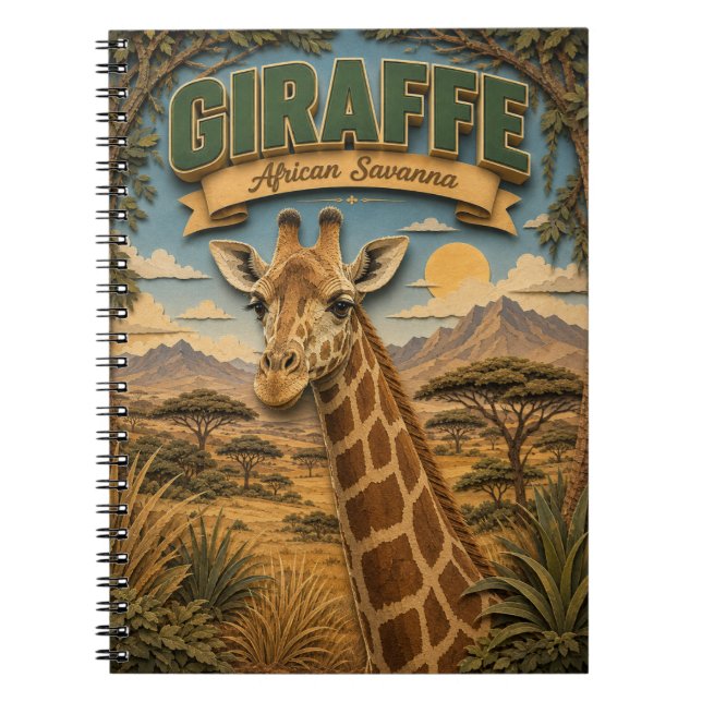 Giraff afrikansk savann POPCUT Anteckningsbok (Framsidan)