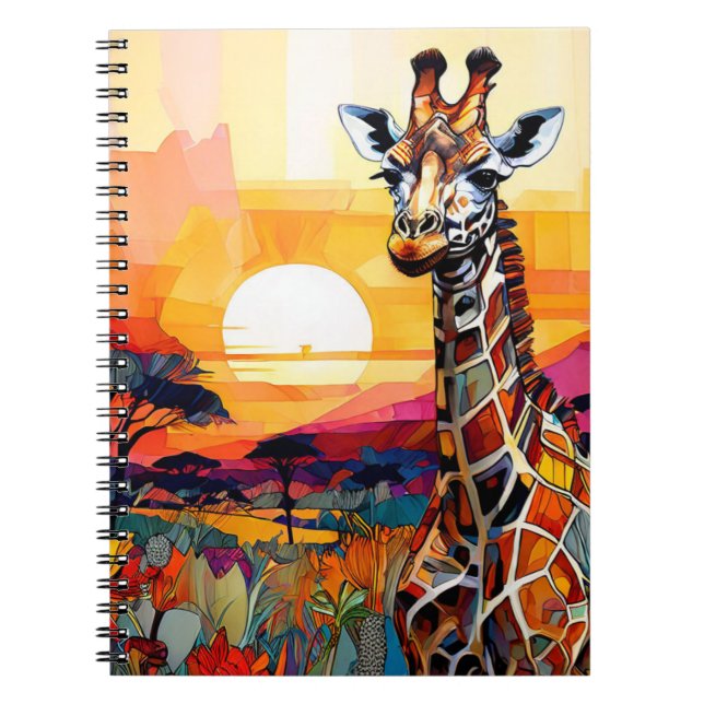 Giraff Afrikansk Solnedgång Anteckningsbok Journal (Framsidan)