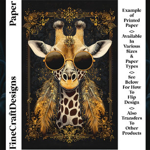 Giraff, Art Nouveau, Guld CM4 Scrapbookpapper