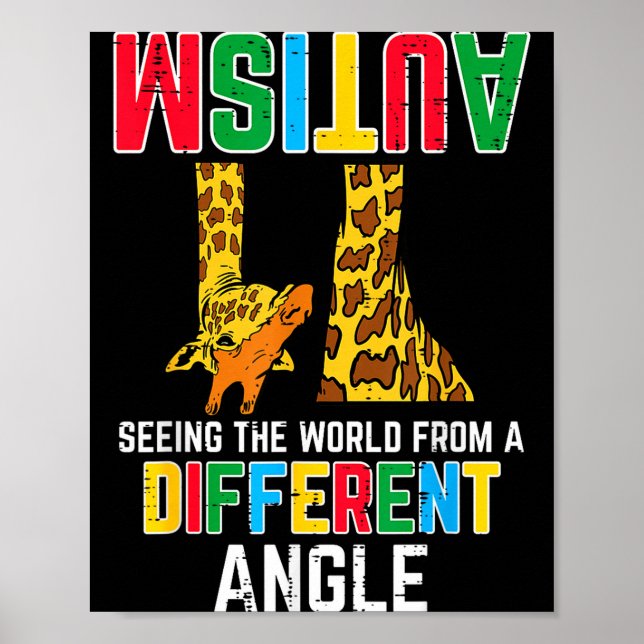 Giraff Autism Ser Världen Från Annorlunda Vinkel M Poster (Framsidan)