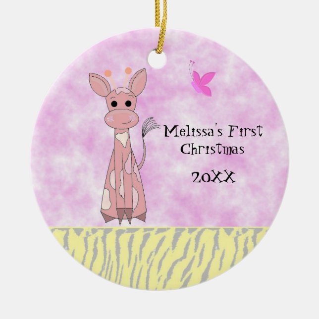 Giraff Babys Första Jul Julgransprydnad Keramik (Framsidan)