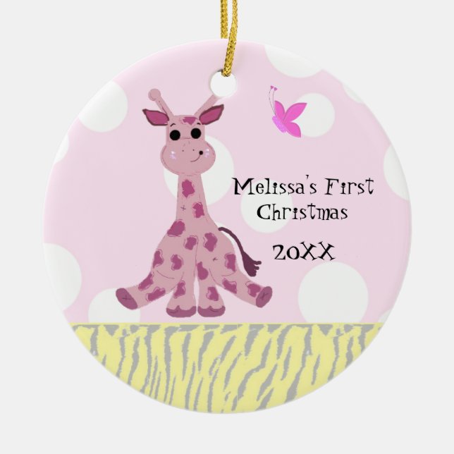 Giraff Babys Första Jul Julgransprydnad Keramik (Framsidan)