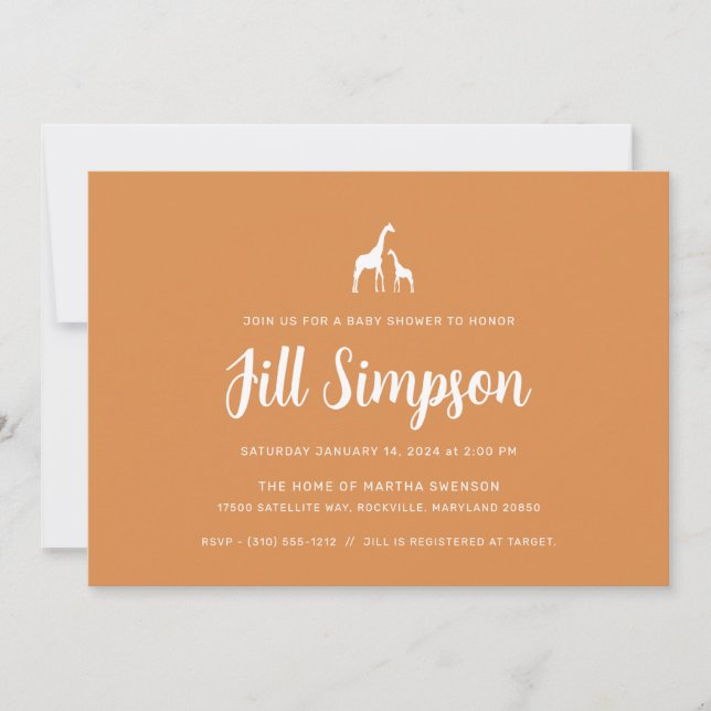 Giraff Babyshower Inbjudningar (Framsida)