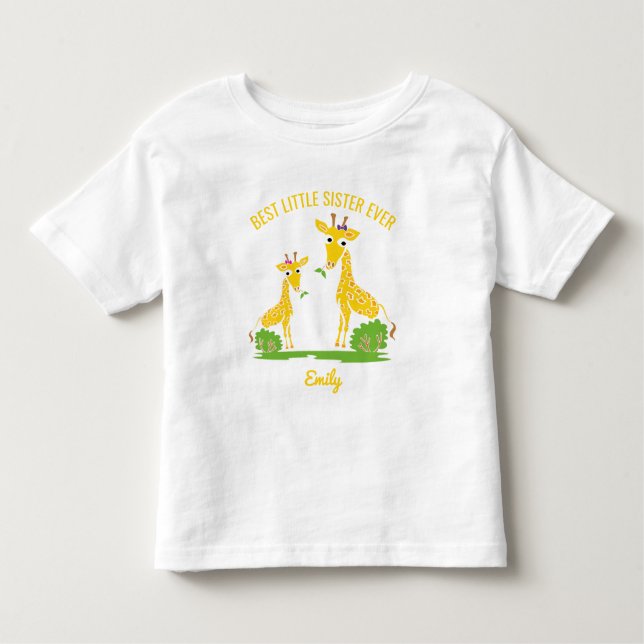 Giraff Bästa Lilla Syster Någonsin Tjejer Personli Tee Shirt (Framsida)