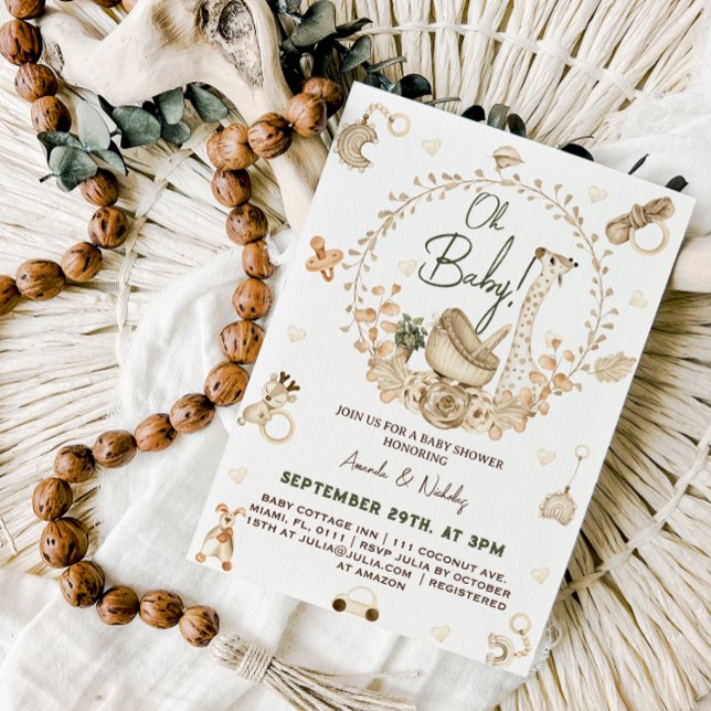 Giraff Boho Nursery Baby Shower Inbjudningar (Skapare uppladdad)