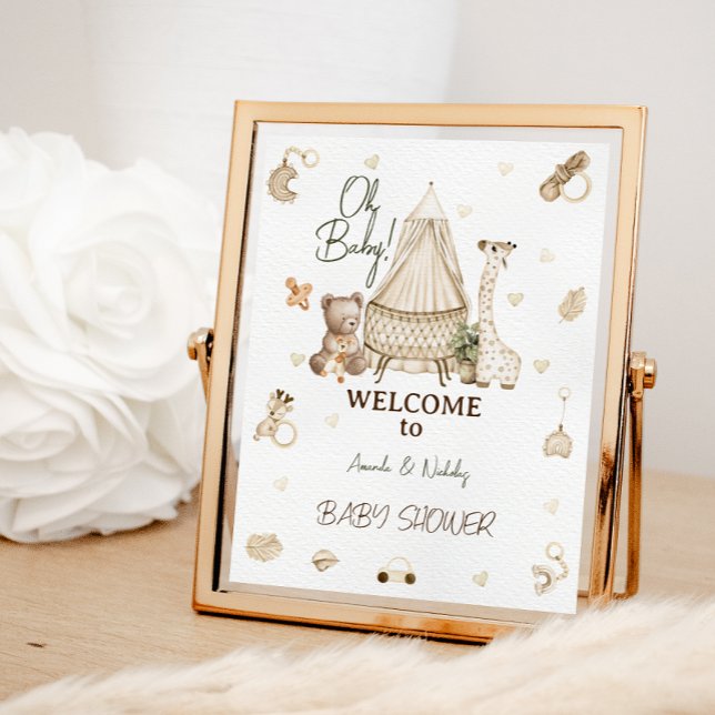 Giraff Boho Nursery Baby Shower Välkommen Poster (Skapare uppladdad)