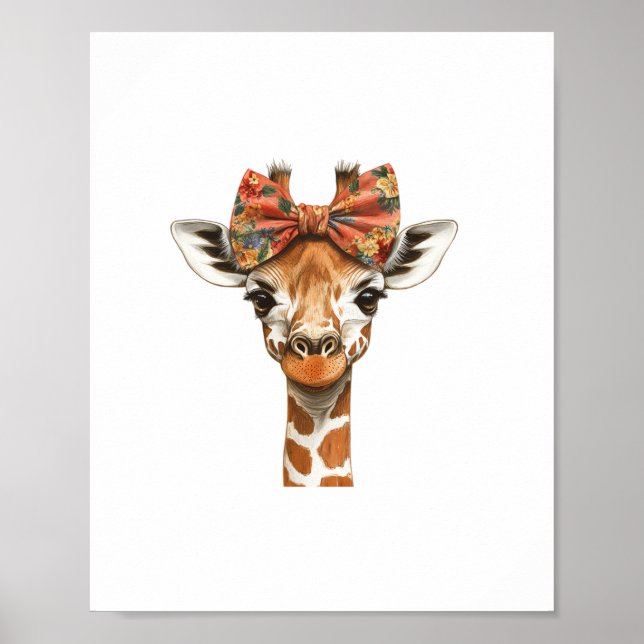 Giraff Boho Vildblomma Coquette Båge Mamma Mors Da Poster (Framsidan)