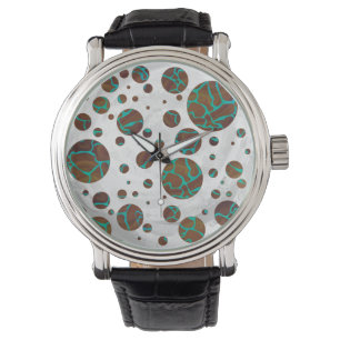 Giraff Brun och Tealtryck Armbandsur