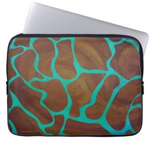 Giraff Brun och Tealtryck Laptop Sleeve