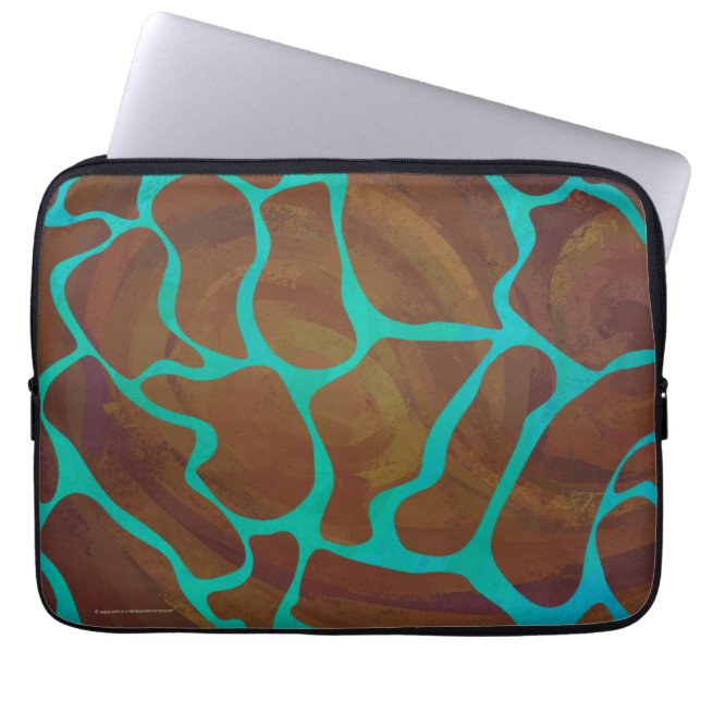 Giraff Brun och Tealtryck Laptop Sleeve (Framsidan)