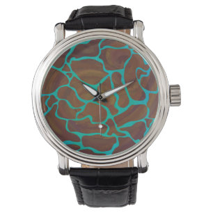 Giraff Brun och Turkos Tryck Armbandsur
