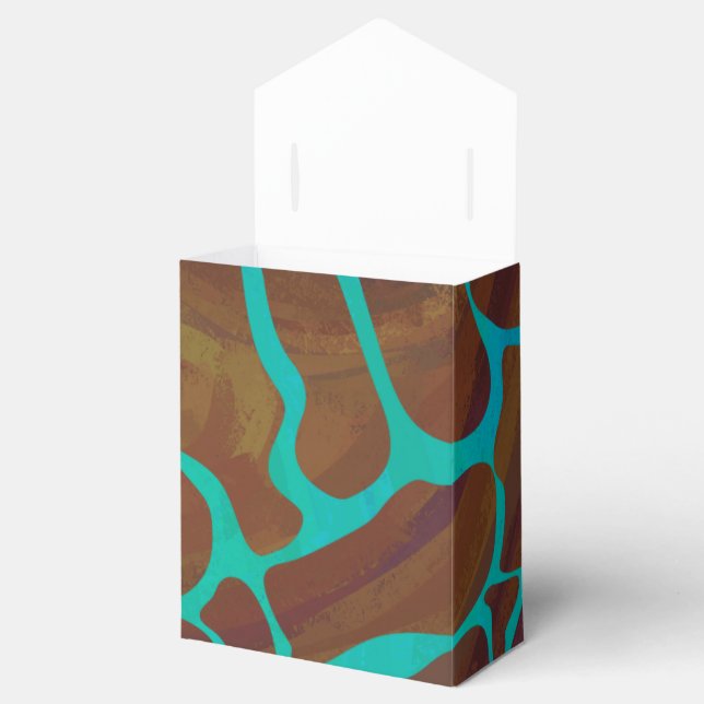 Giraff Brun och Turkos Tryck Presentaskar (Öppnad)