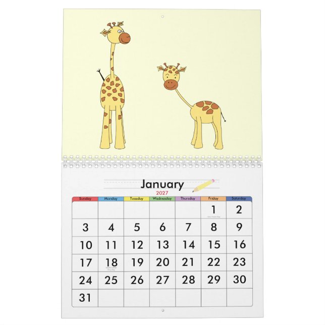 Giraff Calendar 2013. Gulliga tecknader Kalender (Jan 2027)