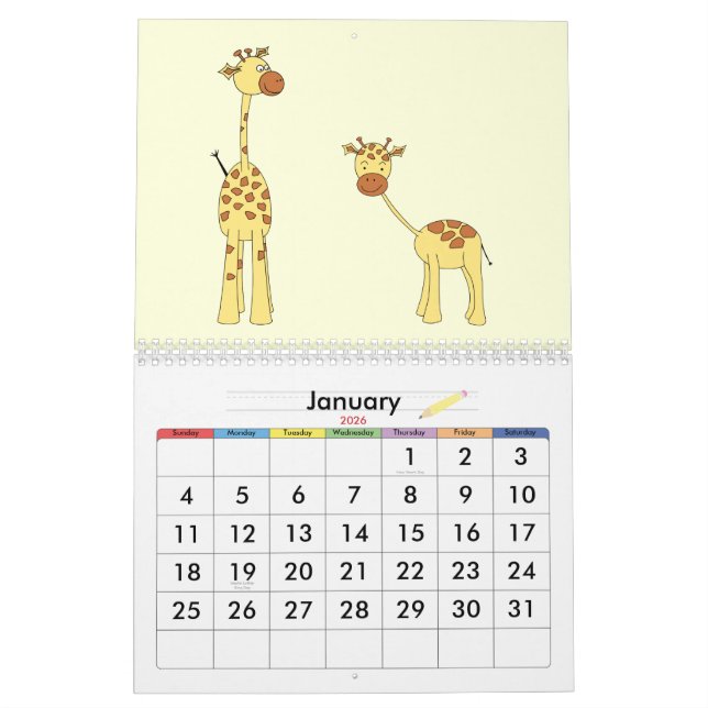 Giraff Calendar 2013. Gulliga tecknader Kalender (Jan 2026)