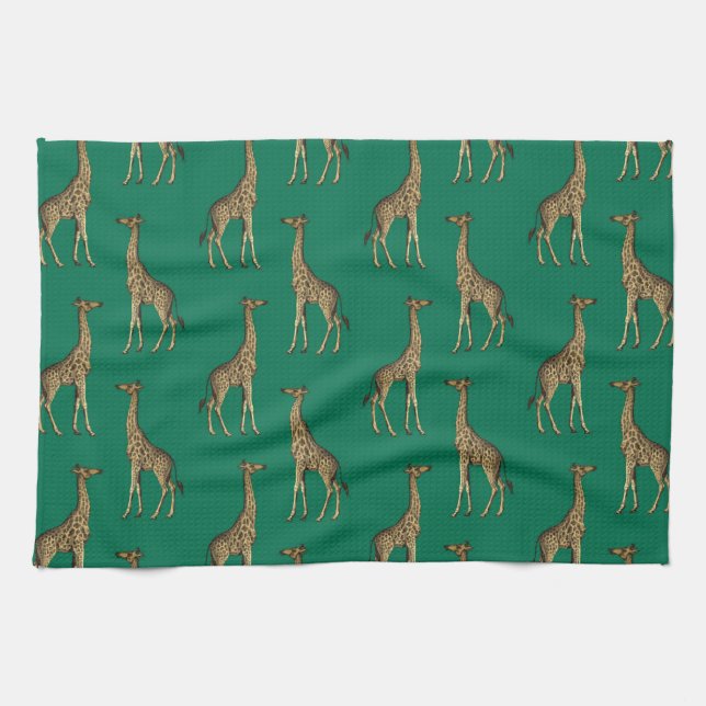 Giraff däggdjur smaragdgrön vilda djur Afrika Kökshandduk (Horisontell)