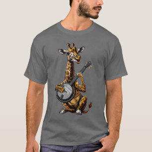 Giraff Djur Bluegrass Banjo Spelande pojke T Shirt