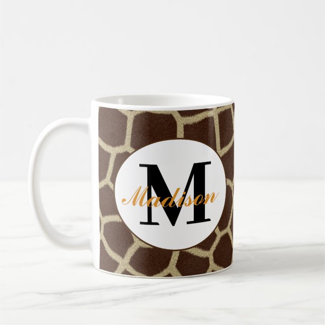 Giraff Djurtryck Personlig Kaffe Mugg Kop (Vänster)