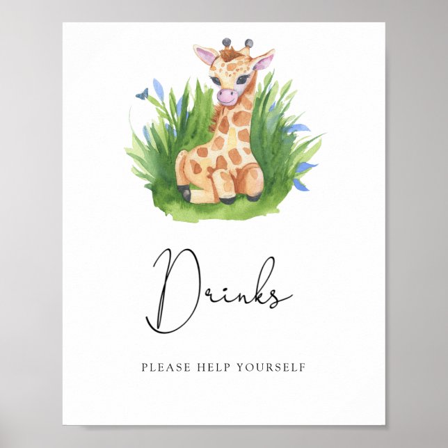 Giraff - Dricksvatten hjälp dig själv Poster (Framsidan)