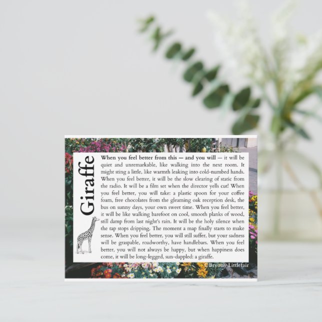 Giraff - En dikt om återhämtning Vykort (Stående Fram)