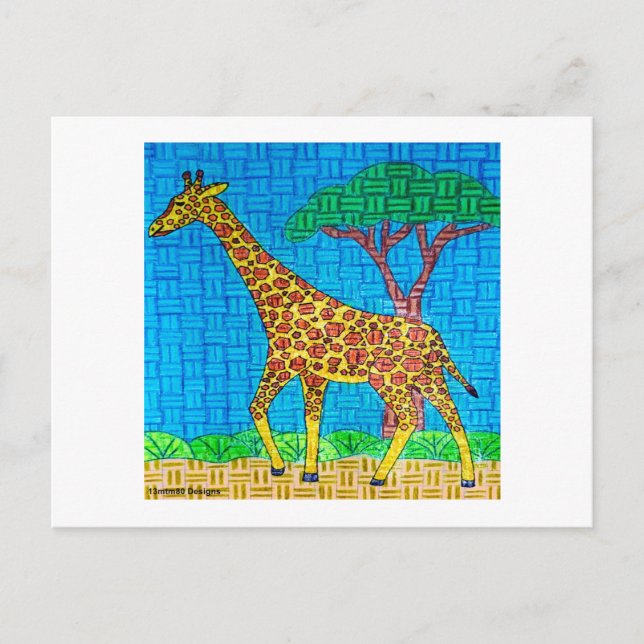 Giraff (enkel) - vykort (Framsida)
