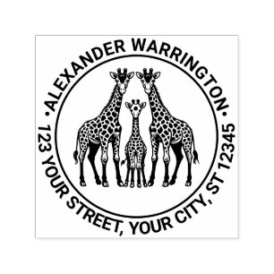 Giraff Familj Bebis Giraff Namn Returadress Självfärgande Stämpel