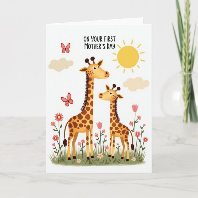 Giraff Familj Mors Dagskort Kort (Framsida)