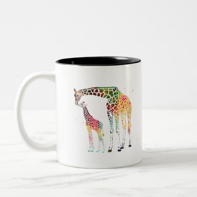 Giraff familj Två-Tonad mugg (Vänster)