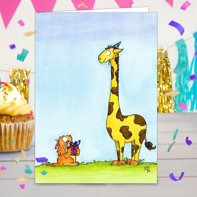 GIRAFF FÖDELSEDAGS hälsningskort av Nicole Janes Kort (Skapare uppladdad)