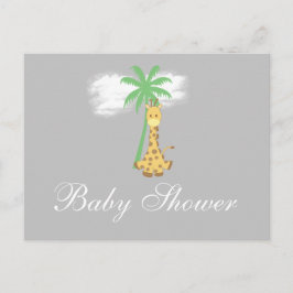 Giraff för baby shower på silvergrå inbjudningar