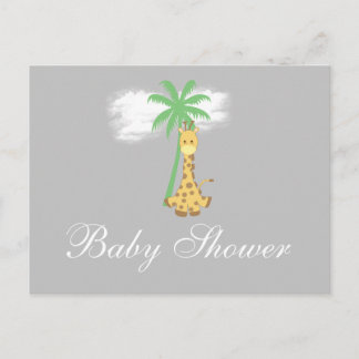 Giraff för baby shower på silvergrå inbjudningar