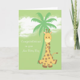 Giraff för blått för nyfödd bebispojkegrattis kort