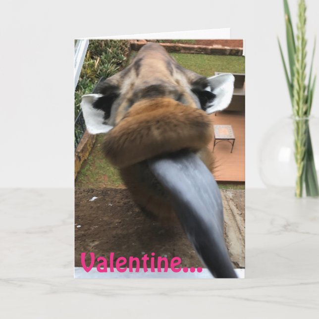 Giraff för valentintungakyss helgkort (Framsida)