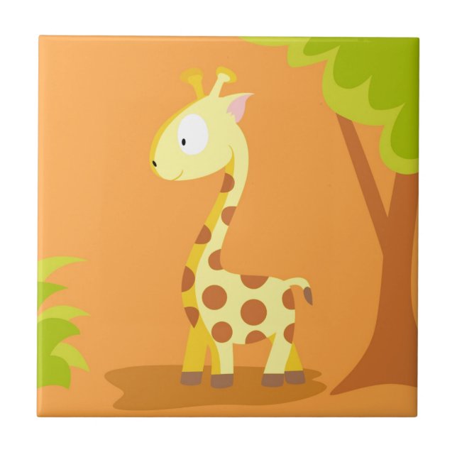 Giraff från min världsdjurserie kakelplatta (Framsidan)