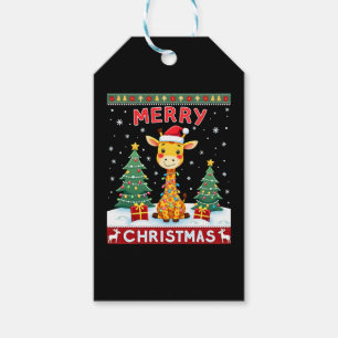 Giraff Fula jultröjor Rolig Santa hatt Li Presentetikett