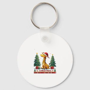 Giraff Fula jultröjor Rolig Santa hatt Ljuss Nyckelring