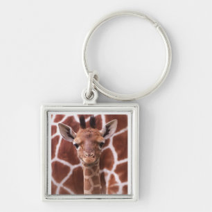 Giraff Fyrkantig Silverfärgad Nyckelring