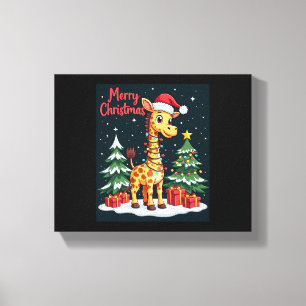 Giraff God Jul Träd Belysning Tomte Giraff Canvastryck