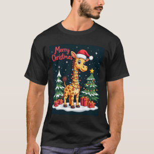 Giraff God Jul Träd Belysning Tomte Giraff T Shirt