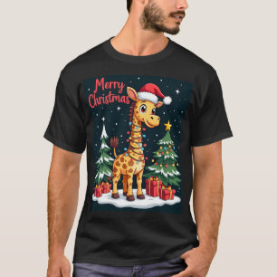 Giraff God Jul Träd Belysning Tomte Giraffar T Shirt