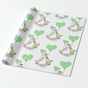Giraff Grön Ballong Mama Baby Shower Pojke Flicka Presentpapper