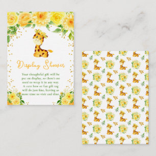 Giraff Gul Blommig Baby Shower Display Tilläggskort