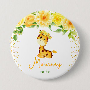 Giraff Gul Blommig Blivande Mamma Knapp