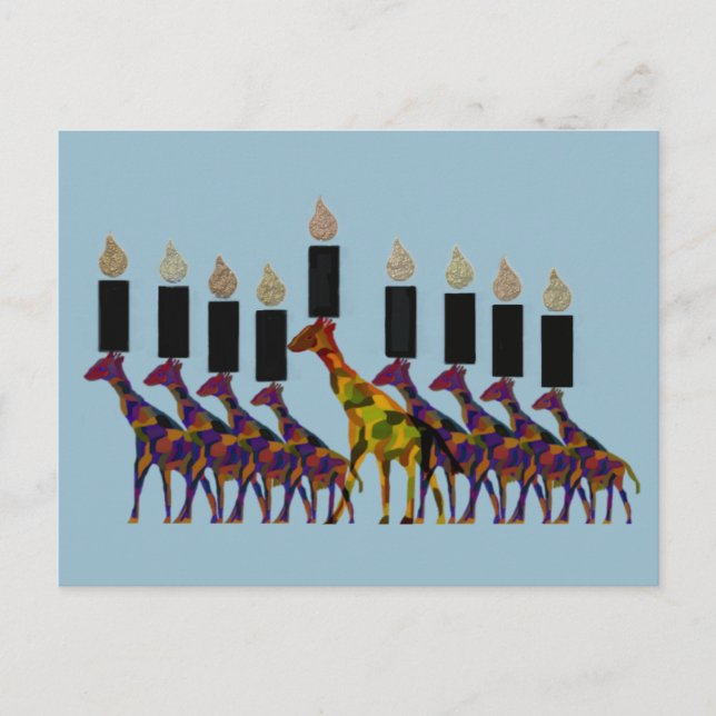 Giraff Hannukah Menorah Vykort (Framsida)