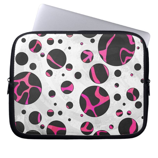 Giraff Hot Pink och Svart Tryck Laptop Sleeve (Framsidan)