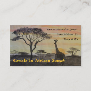 Giraff i afrikansk solnedgång visitkort